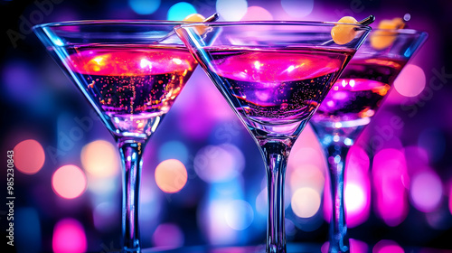 Three Martini Glasses With ...