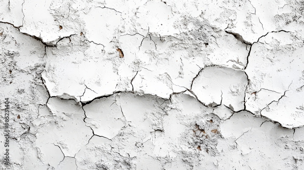 Fototapeta premium Cracked White Plaster Wall Texture