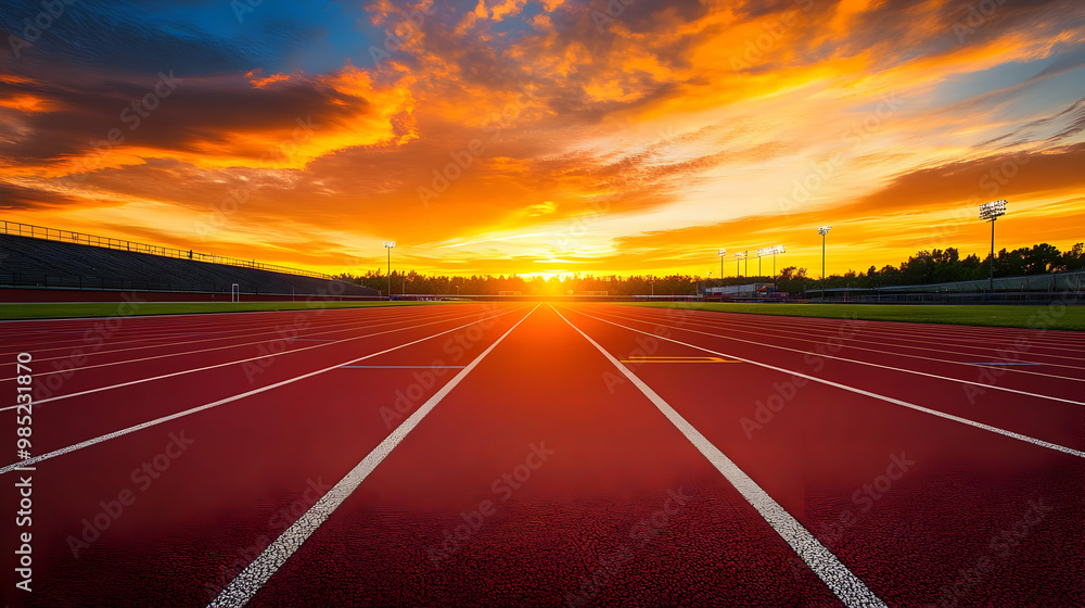 Fototapeta premium Red Running Track Sunset Photo