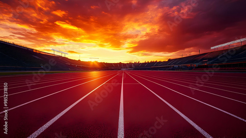 Red Running Track Sunset St...