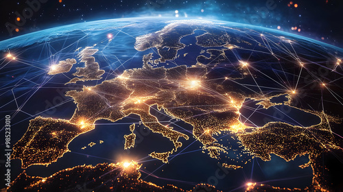 Europe at Night with Connec...