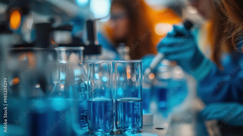 Science lab with students conducting experiments, hands-on learning, sharp focus, bright lighting, high detail Science lab with students conducting experiments, hands-on learning, sharp focus, bright lighting, high detail