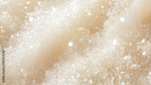 close-up of sugar with a crystalline texture filling the entire frame, the image should highlight the sparkling granules