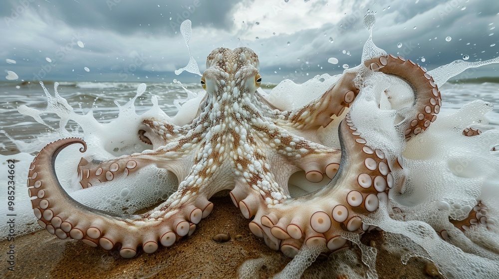 Octopus on the Beach: A Close-Up View of a Marine Wonder Octopus on the Beach: A Close-Up View of a Marine Wonder