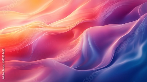 Abstract Wavy Gradient Background in Pink, Orange, and Blue Hues