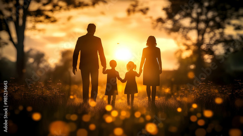 Family Silhouette Walking T...