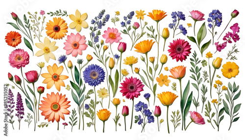 Obraz na płótnie wide border illustration flowers watercolor colorful watercolor painting illustration colourful flower floral flower wide border generative ai watercolor painting illustration colourful flower w salonie