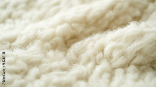 close-up of wool with a fluffy texture, the focus is on the intricate fibers, highlighting its warmth and comfort