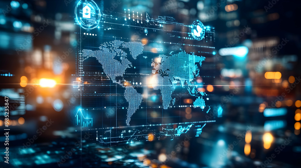 Digital World Map Abstract Background Digital World Map Abstract Background