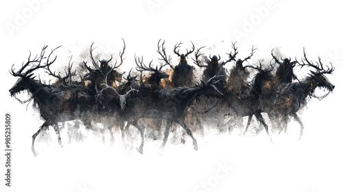 Dark Fantasy Black Stag Herd   Mystical  Supernatural   Fierce   Scary   Evil   Magic   My