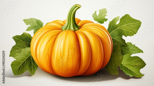 Watercolor illustration of ripe pumpkin isolated on transparent background