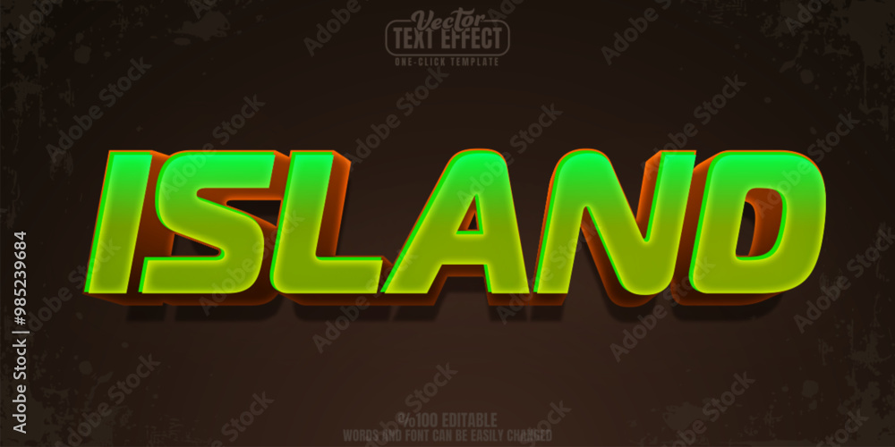 Obraz premium Island editable text effect, customizable tropical and beach 3d font style