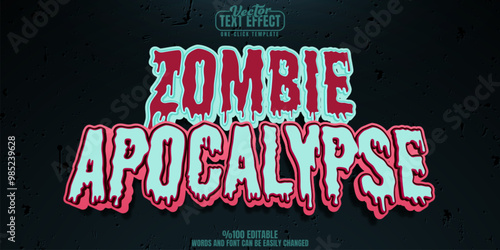Zombie editable text effect, customizable apocalypse and undead 3d font style