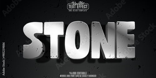 Stone editable text effect, customizable rock and solid 3d font style