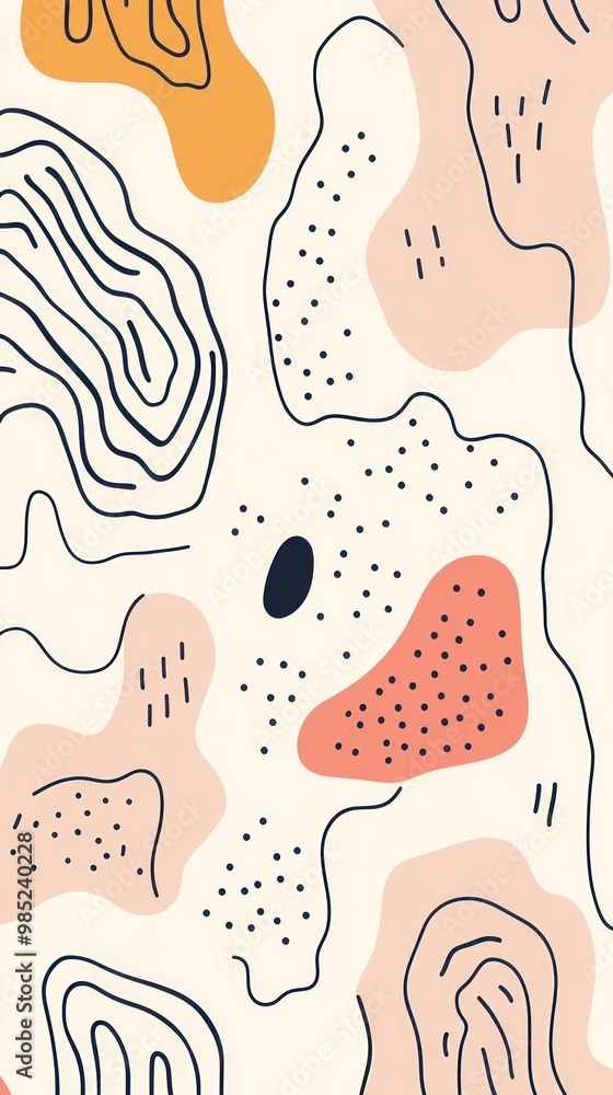 Abstract design featuring organic shapes and patterns in soft colors. Abstract design featuring organic shapes and patterns in soft colors.