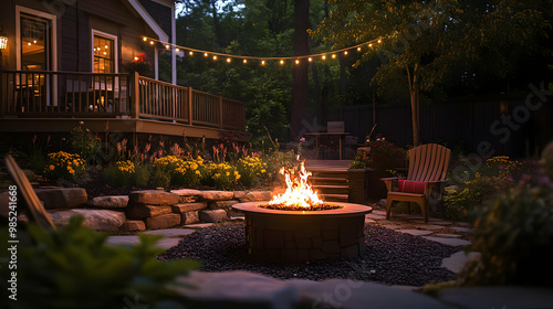 Backyard Fire Pit with Ston...