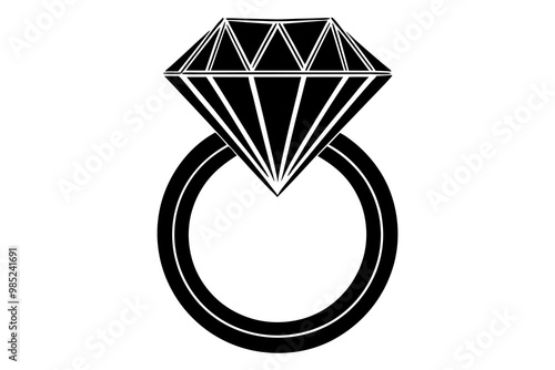 diamond ring silhouette vector, diamond ring illustration