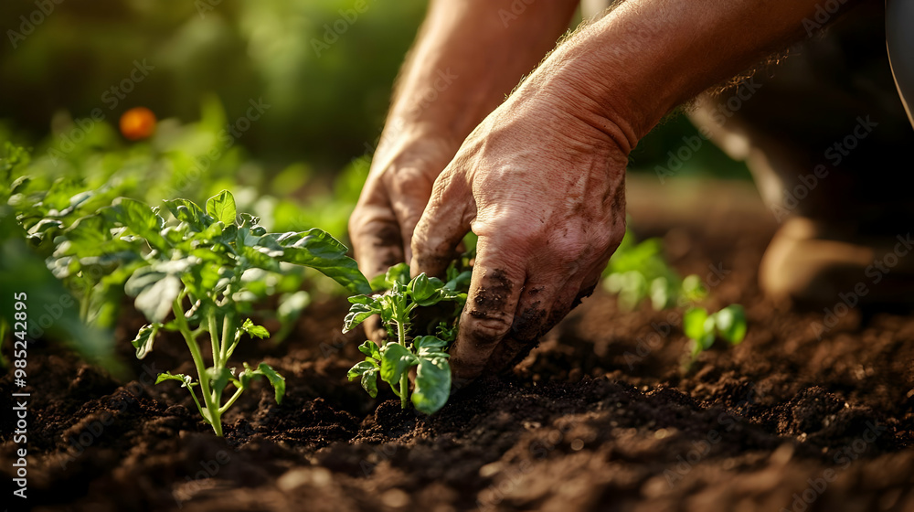 Planting Seedlings in the Garden - Photo Planting Seedlings in the Garden - Photo