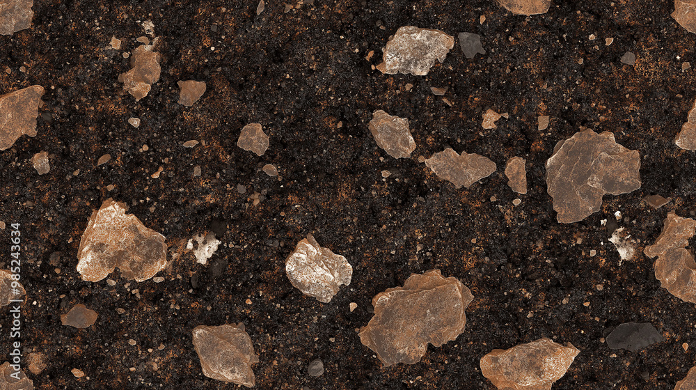 a seamless texture of brown earth, featuring a mix of rich brown and black soil with a balanced, fertile appearance, the natural tones highlight its suitability for organic farming visuals a seamless texture of brown earth, featuring a mix of rich brown and black soil with a balanced, fertile appearance, the natural tones highlight its suitability for organic farming visuals