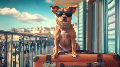 Dog Wearing Sunglasses Sitt...