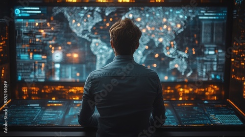 Wallpaper Mural business technology ernet and network concept young businessman working on a virtual screen of the future and sees the inscription emerging markets Torontodigital.ca