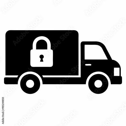 Secure delivery concept with a locked delivery truck icon

