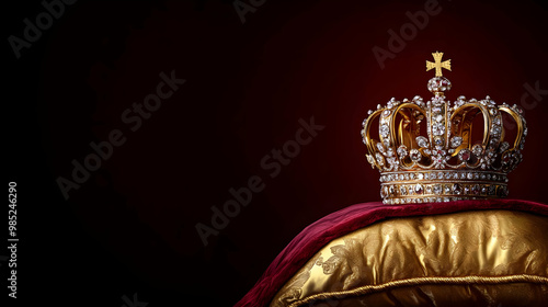 Gold Crown With Jewels on V...