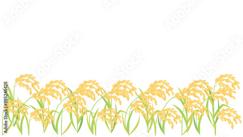 実った稲・稲穂のイラスト　アスペクト比16：9バージョン