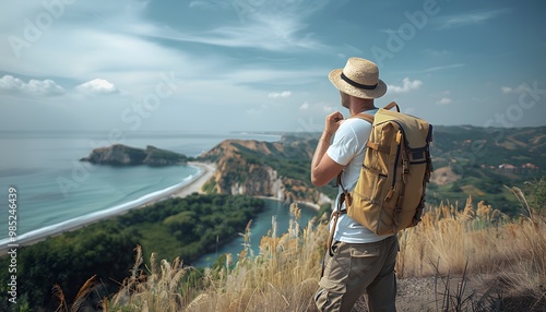 Young man stretching by the sea