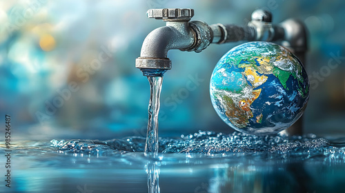 Water Flowing From Faucet O...