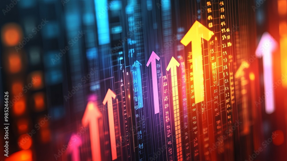 Upward Trending Stock Market Data Displayed on a Screen Upward Trending Stock Market Data Displayed on a Screen
