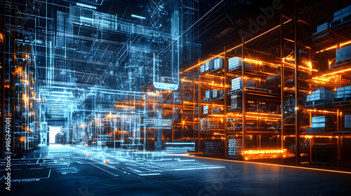 Abstract Warehouse with Glo...