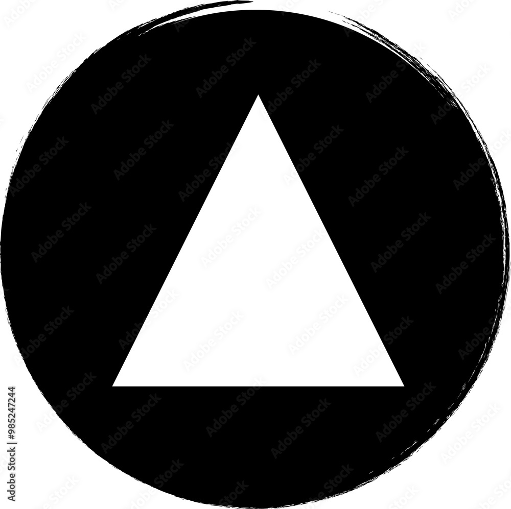 Triangle with round brush frame, stamp, seal, ink design Triangle with round brush frame, stamp, seal, ink design