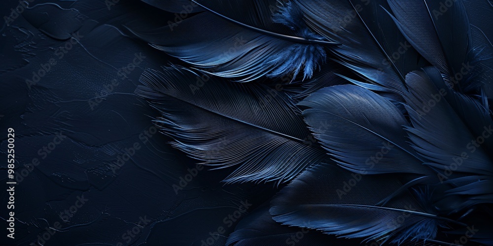 Abstract dark blue feather background, texture with copy space Abstract dark blue feather background, texture with copy space