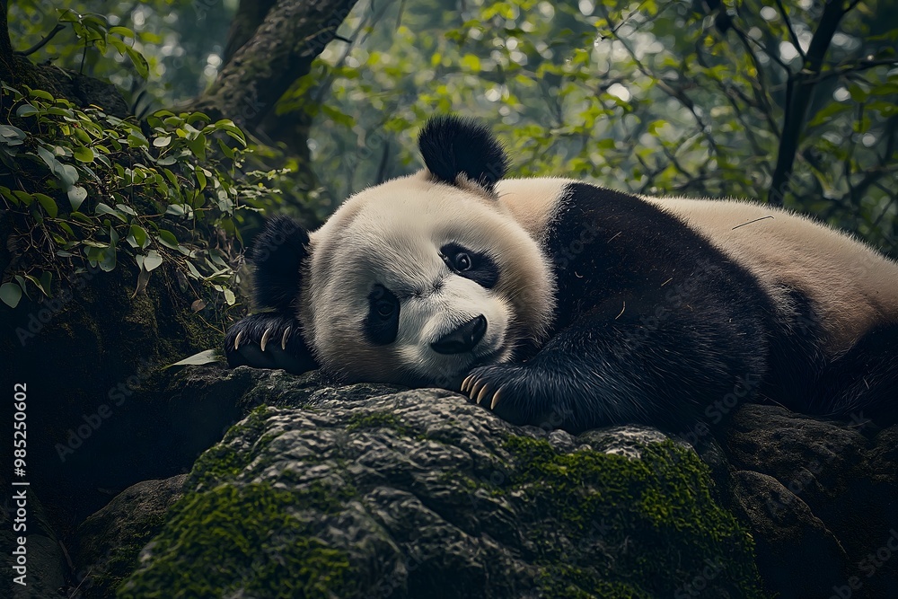 Obraz premium Wildlife Photography Of A Panda, Animal Photography, Panda Close-up, Panda Nature Photography, Animal Portrait Photography, High Quality Panda Image