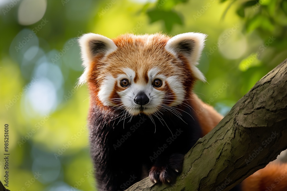 Naklejka premium Wildlife Photography Of A Red Panda, Animal Photography, Red Panda Close-up, Red Panda Nature Photography, Animal Portrait Photography, High Quality Red Panda Image