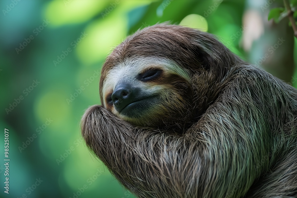 Fototapeta premium Wildlife Photography Of A Sloth, Animal Photography, Sloth Close-up, Sloth Nature Photography, Animal Portrait Photography, High Quality Sloth Image