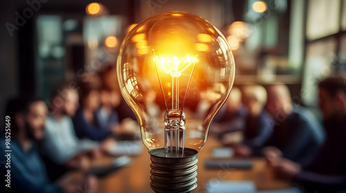 Glowing Light Bulb with Blu...