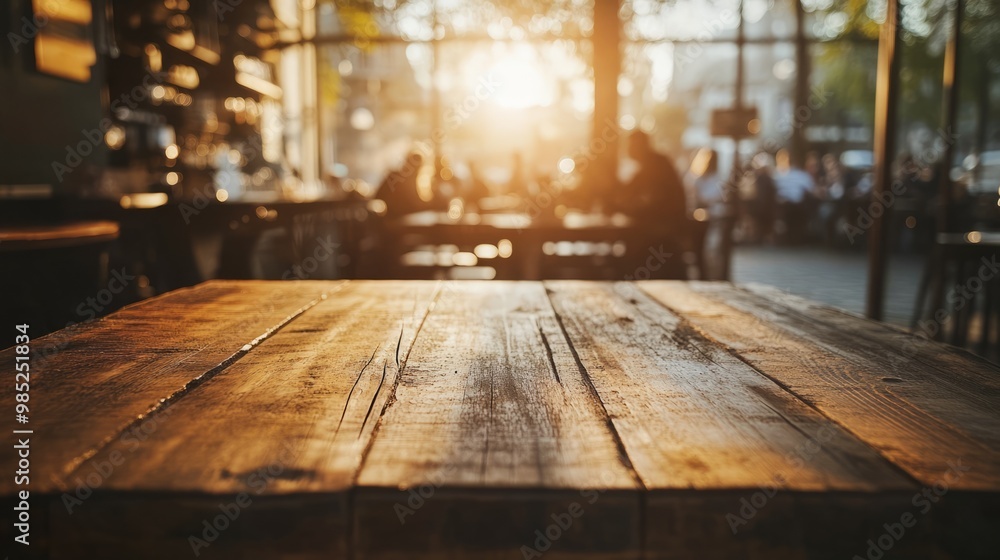 Warm Sunset Glow Over Rustic Table Warm Sunset Glow Over Rustic Table