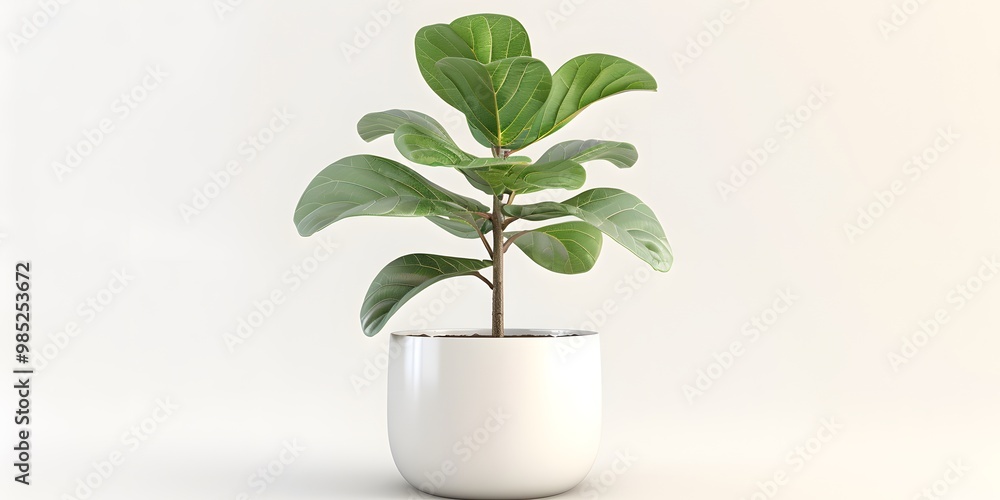 Fiddle leaf fig in a simple white planter. Fiddle leaf fig in a simple white planter.
