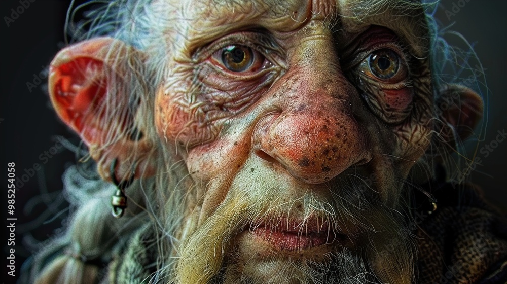 Close-Up Portrait of an Elderly Fantasy Creature Close-Up Portrait of an Elderly Fantasy Creature