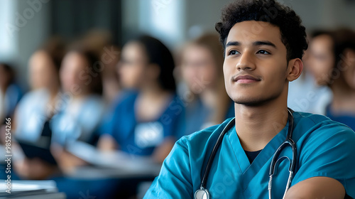 Young Man in Blue Scrubs wi...