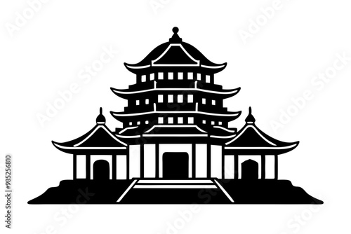 taiwanese  temple  silhouette vector icon