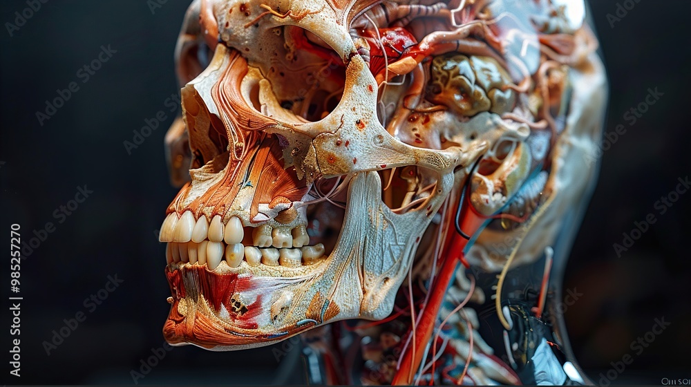 Fototapeta premium Detailed Human Skull Anatomy Model - Science Illustration