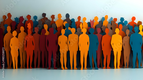 Paper Silhouette Crowd Illu...