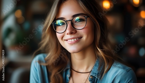 Confident and Charming Women in Glasses Portrait