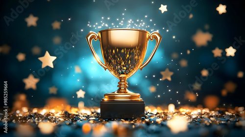 Golden Trophy with Sparklin...
