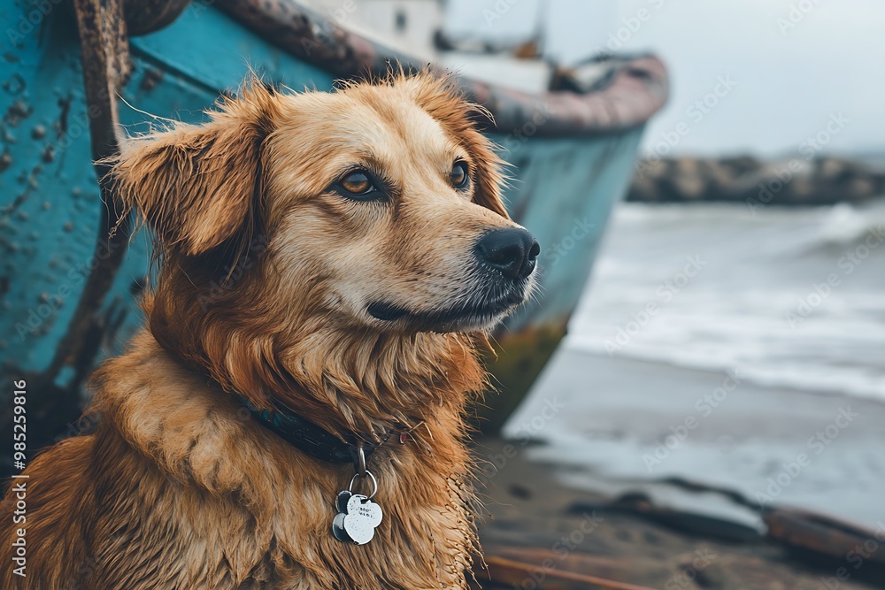 Golden Retriever Dog by the Sea Golden Retriever Dog by the Sea