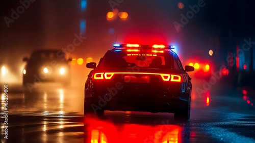 Police Car on a Wet Night i...