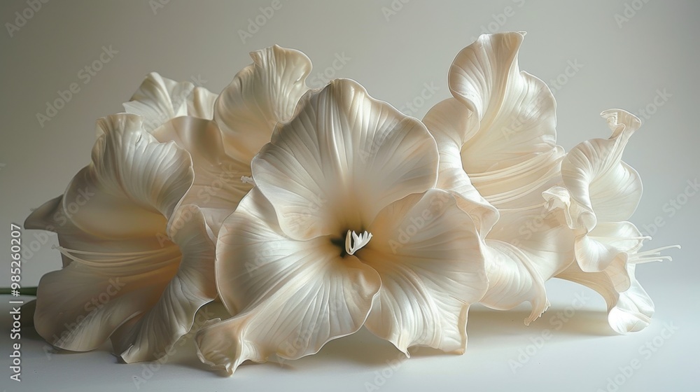A highly realistic image of an object related to Gladiolus – Contemporary style in a white background design, displayed in a design studio. The scene is well-lit, with natural light highlighting A highly realistic image of an object related to Gladiolus – Contemporary style in a white background design, displayed in a design studio. The scene is well-lit, with natural light highlighting